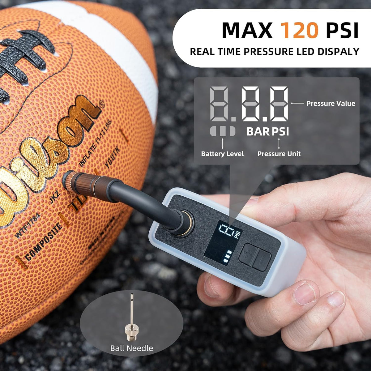 ROCKBROS Mini bomba eléctrica de bicicleta con pantalla LED, máx. 1...
