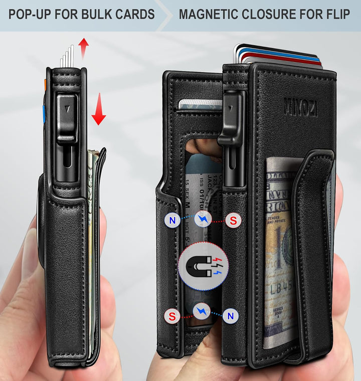 Miyozi - Billetera Airtag para hombre, con clip de dinero, estuche...