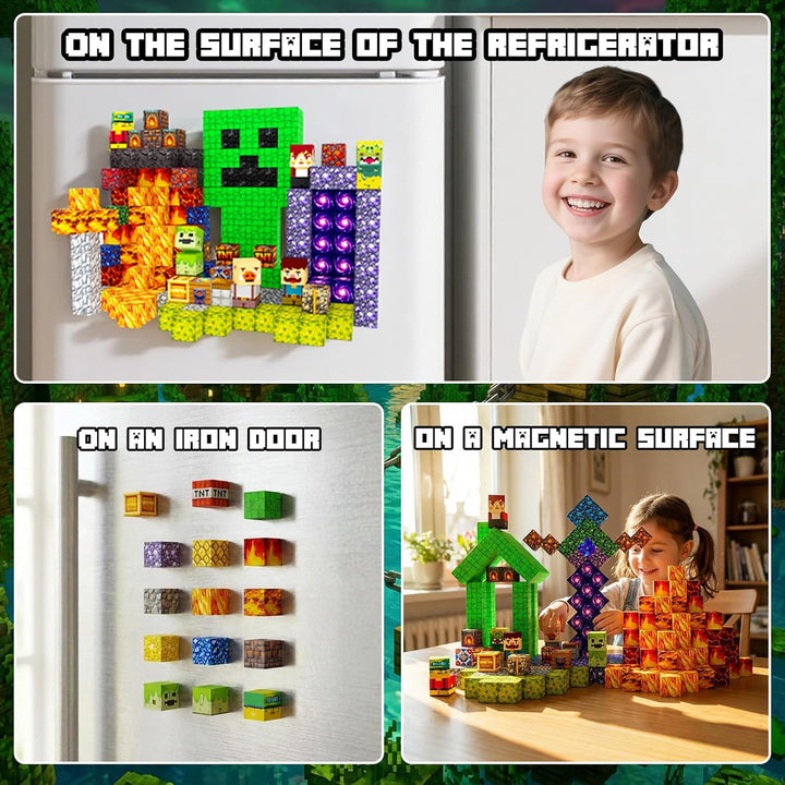 Laoren Bloques de construcción magnéticos, juguetes STEM cubos magn...
