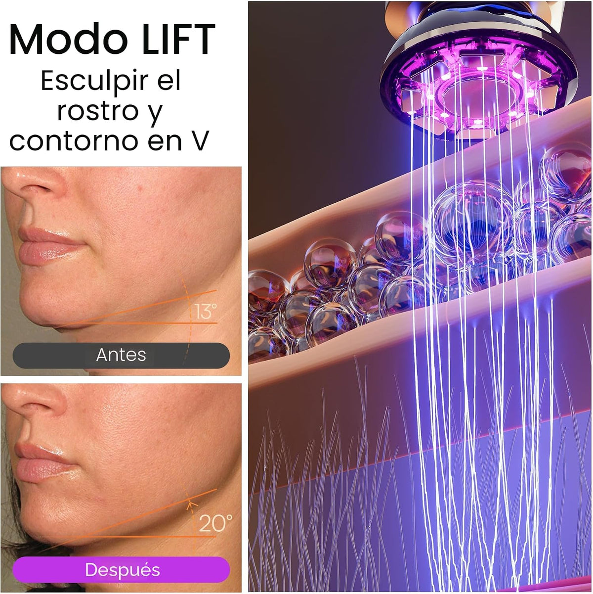 INIA Terapia de luz roja 3 en 1 para cara y cuello dispositivo de b...