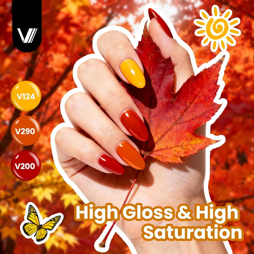 VANREESA Juego de 24 esmaltes de uñas de gel de otoño con capa base...