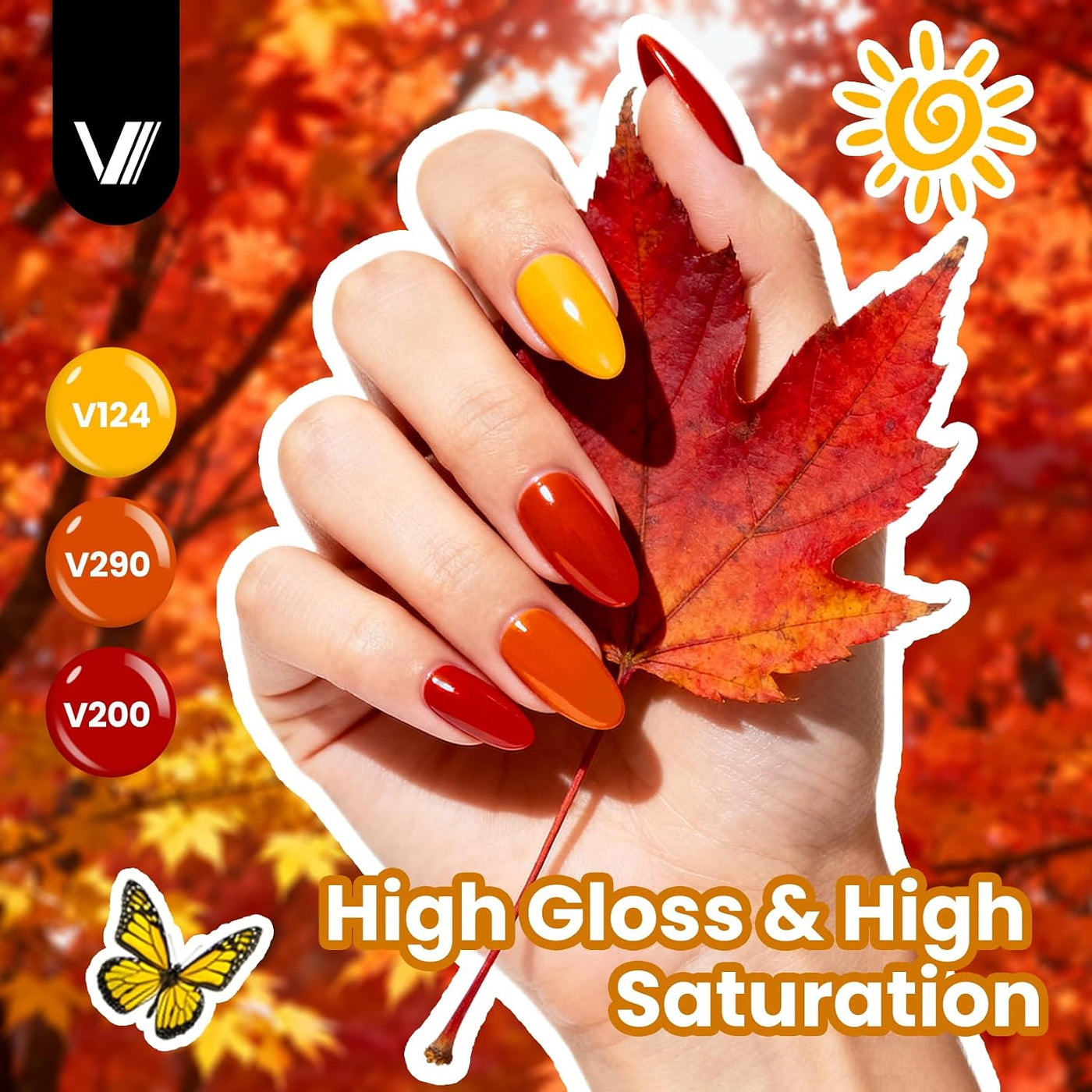 VANREESA Juego de 24 esmaltes de uñas de gel de otoño con capa base...