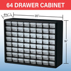 Akro-Mils 10164 64 Piezas de plástico de equipo de almacenamiento y Gabinete cajón, 20 x 16 x 6-1/2 pulgadas, color negro