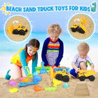 Juguetes de playa con 2 camiones, cubos plegables para niños de