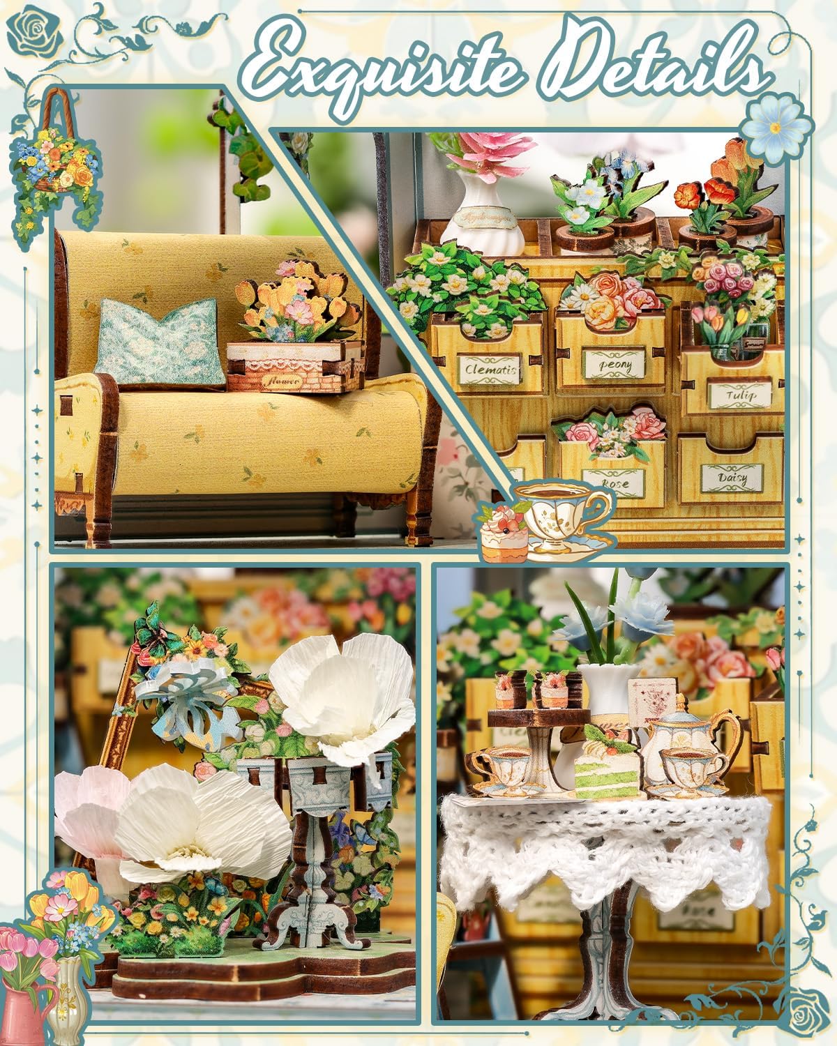 CUTEBEE Kit de casa en miniatura para adultos, rincón de libro de casa de