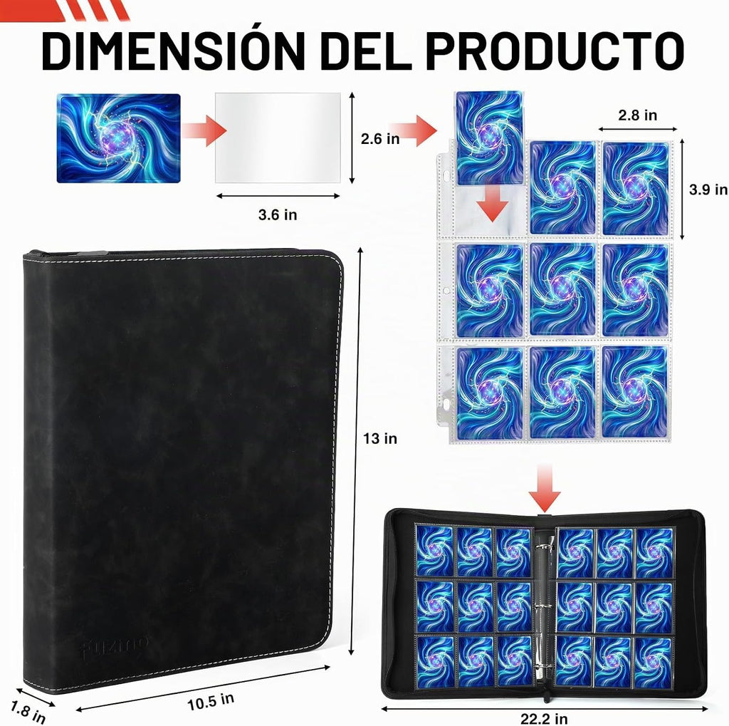 Carpeta de 9 bolsillos para tarjetas coleccionables, álbum con