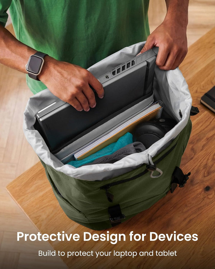 tomtoc Mochila para laptop con solapa, ligera, resistente al agua,...