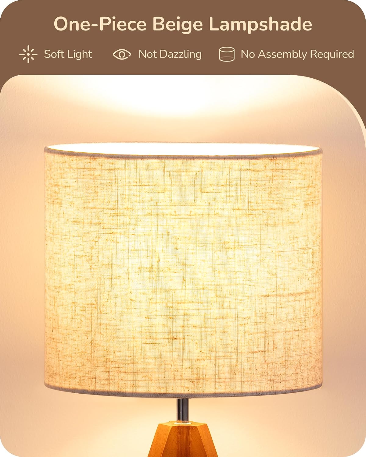 Lámpara EDISHINE Lámpara de mesa con trípode, pequeña y bonita lámpara de noche