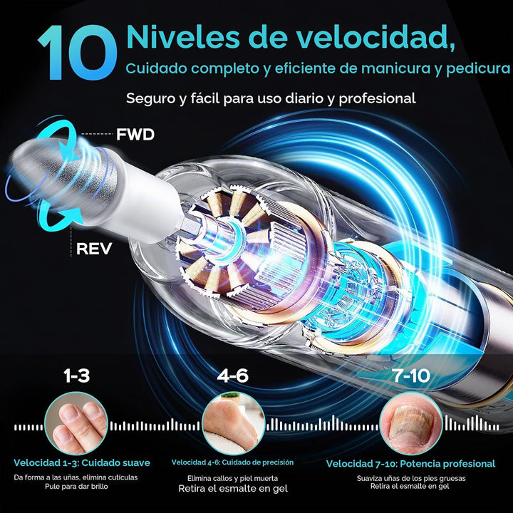 COSLUS C60 Kit de manicura profesional de pedicura: lima de uñas el...