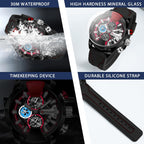 Relojes deportivos para hombre, reloj de gran esfera militar con correa de silicona
