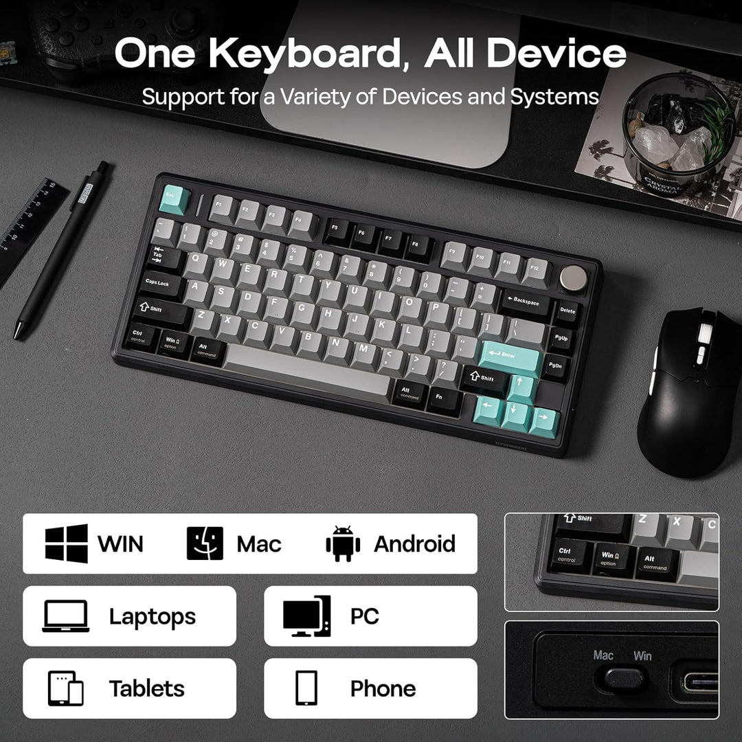 EPOMAKER TH80 V2 Teclado mecánico inalámbrico 75% con perilla de me...