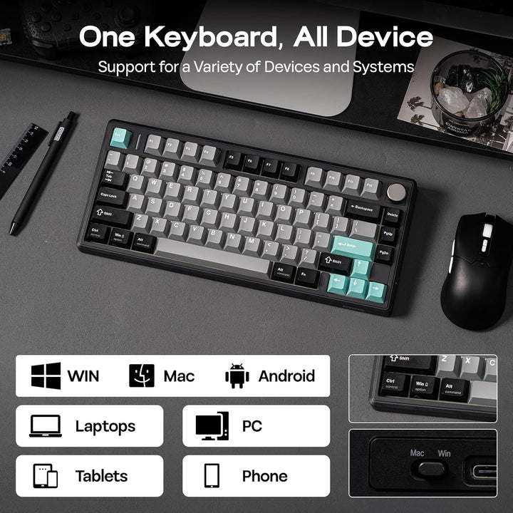 EPOMAKER TH80 V2 Teclado mecánico inalámbrico 75% con perilla de me...