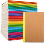 feela Paquete de 56 cuadernos de composición a granel, con cubierta de papel kraft con rayas universitarias en blanco, diarios de viaje con espinas arcoíris para mujeres, estudiantes, negocios, 60