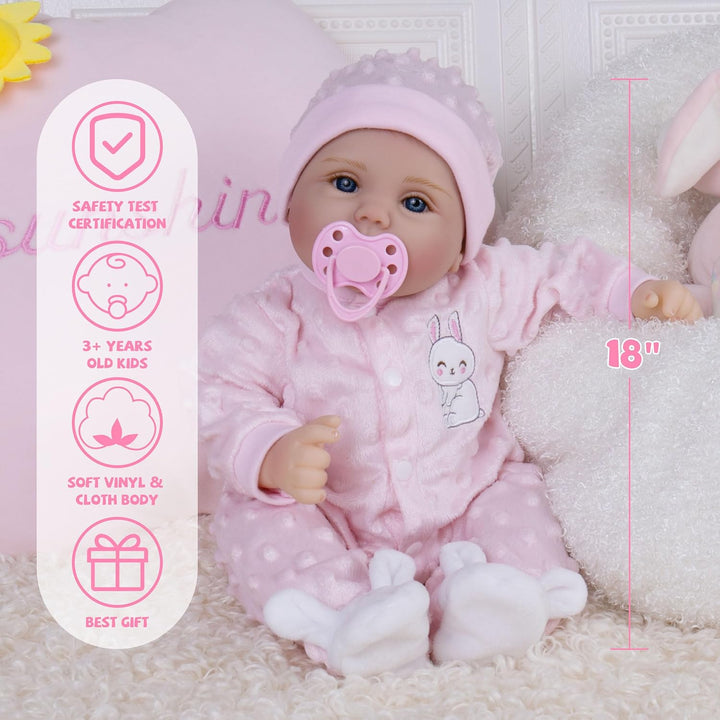 Milidool Muñecas de bebé Reborn de 18 pulgadas, muñeca realista de...