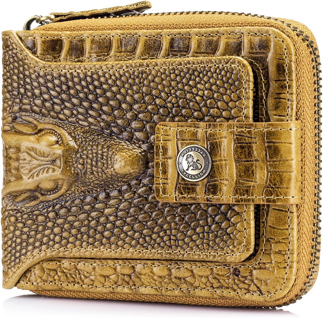 Cartera de cuero genuino con patrón de cocodrilo Steel Lion para ho...