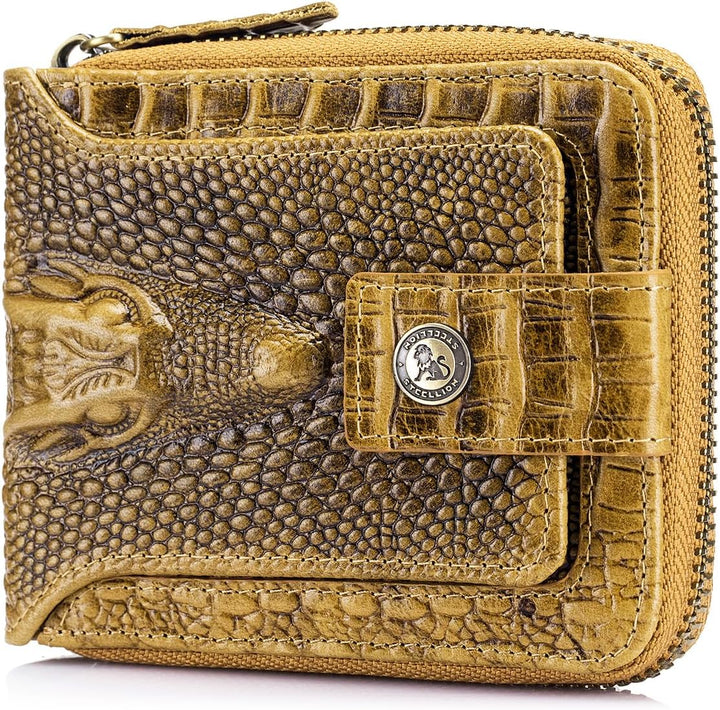 Cartera de cuero genuino con patrón de cocodrilo Steel Lion para ho...