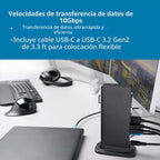 Kensington Estación de acoplamiento USB-C de triple pantalla para Dell, HP, Lenovo, Acer, ASUS, Razer, Surface - Triple video 4K, PD de 100 W (K37060NA)