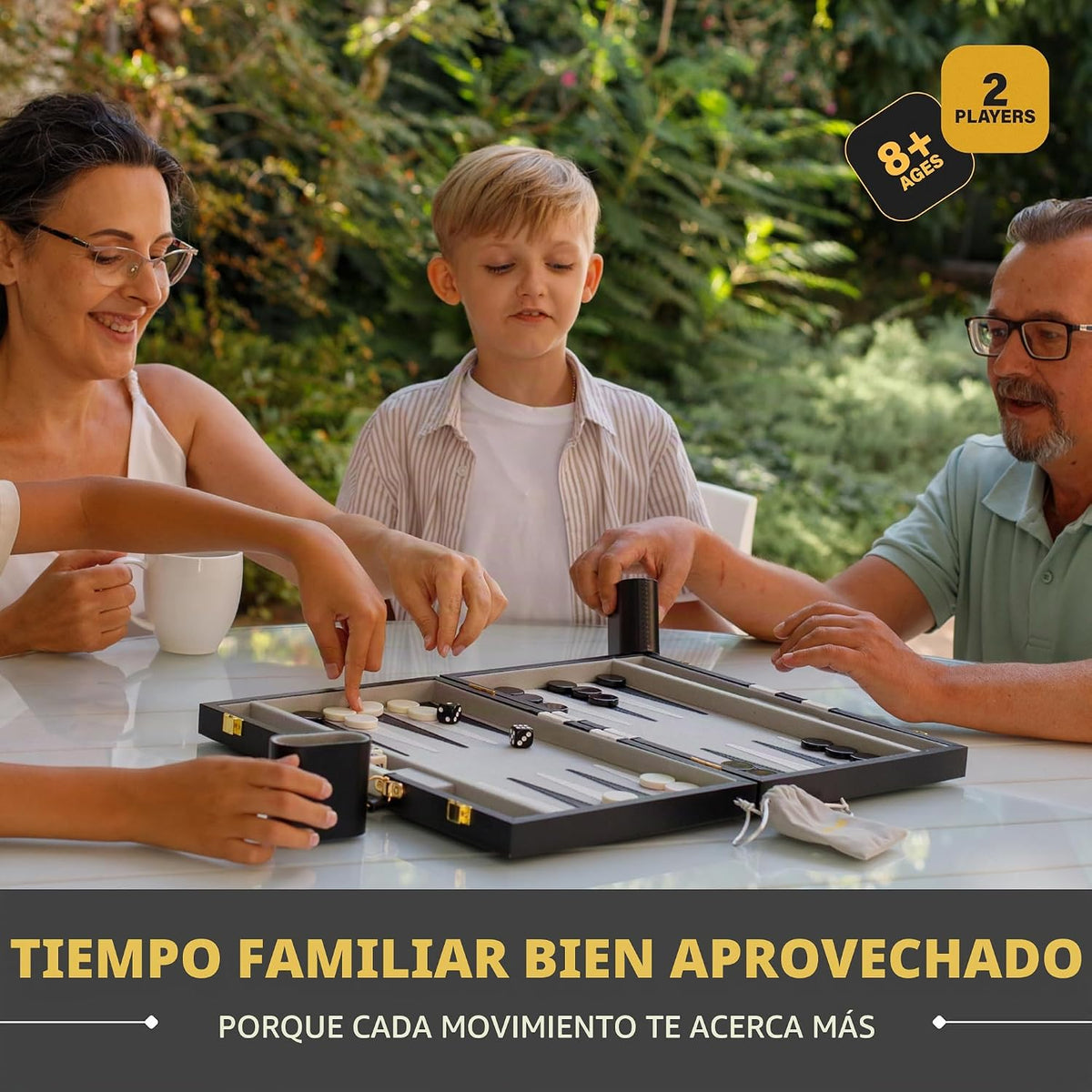 Juegos grandes de backgammon negro para adultos, juegos de mesa clásicos para 2 jugadores, adultos y niños, juego de backgammon premium de 15 pulgadas y 32 piezas de backgammon en funda de piel sintética de calidad