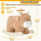 Caballo mecedor para bebé de 1 año de edad, juguete mecedor de madera de vaca de juguete de peluche de madera para cuarto de niños, sala de juegos, asiento de equilibrio de madera con asas, fiesta de cumpleaños, regalo de ducha
