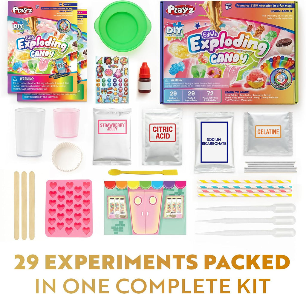 Playz - Kit de química CTIM de ciencia alimentaria, haz tus propios experimentos de chocolates y dulces para niños, niñas y adolescentes a partir de 8, 9, 10, 11, 12, 13+ años