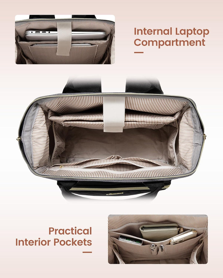 Mochila para laptop LOVEVOOK para mujer, Negro gris
