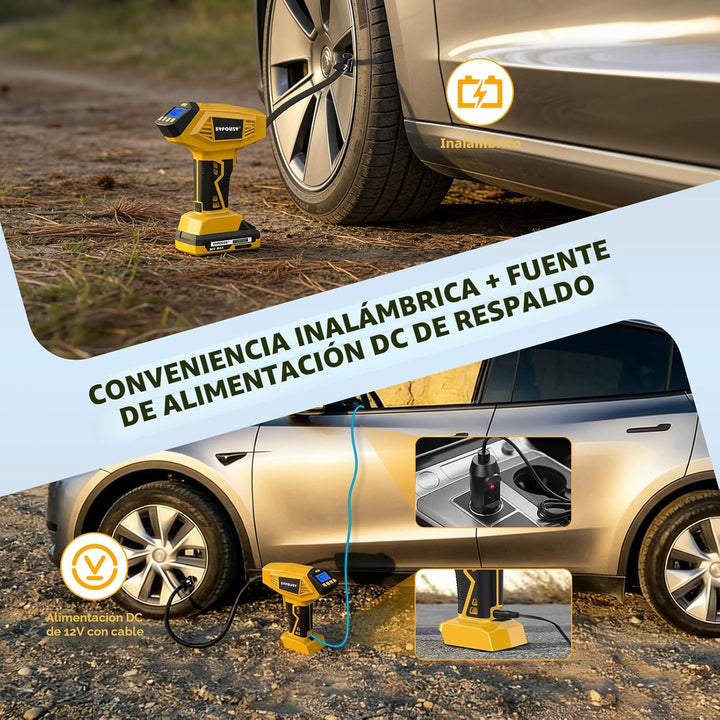 Inflador de neumáticos inalámbrico mejorado, compresor de aire port...
