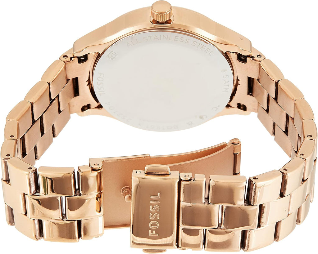 Fossil Moderno y sofisticado reloj multifunción de acero inoxidable en tono oro rosa