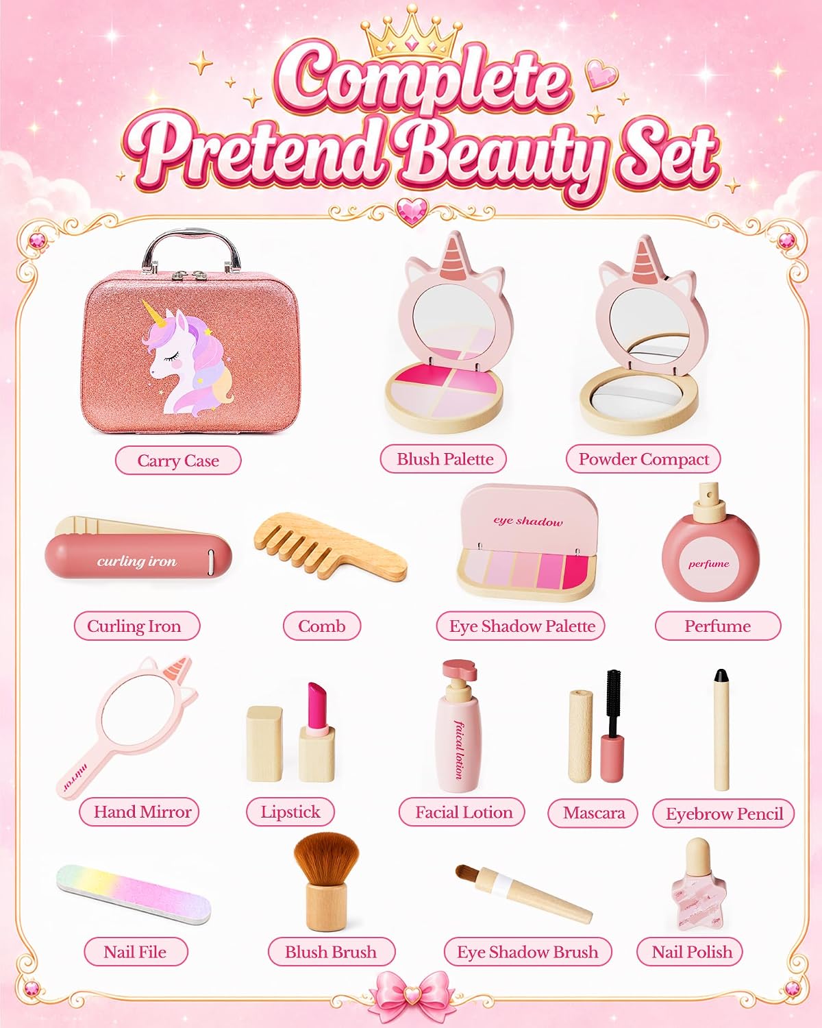 Juego de maquillaje de juego de simulación de madera de unicornio