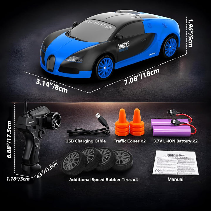 Auto de control remoto RC Drift Car 2.4GHz escala 1:24 4WD 15KM\/H...