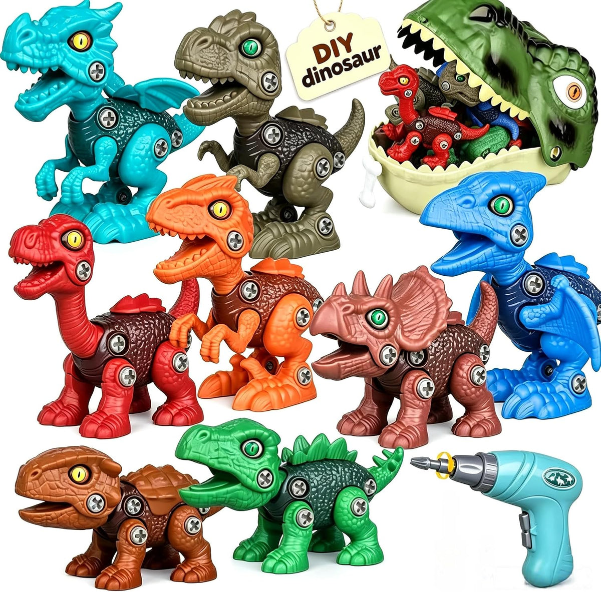 Dinosaur Toy para Kid Age 3-5 5-7, 8Pcs Stem Dinosaur Building Set