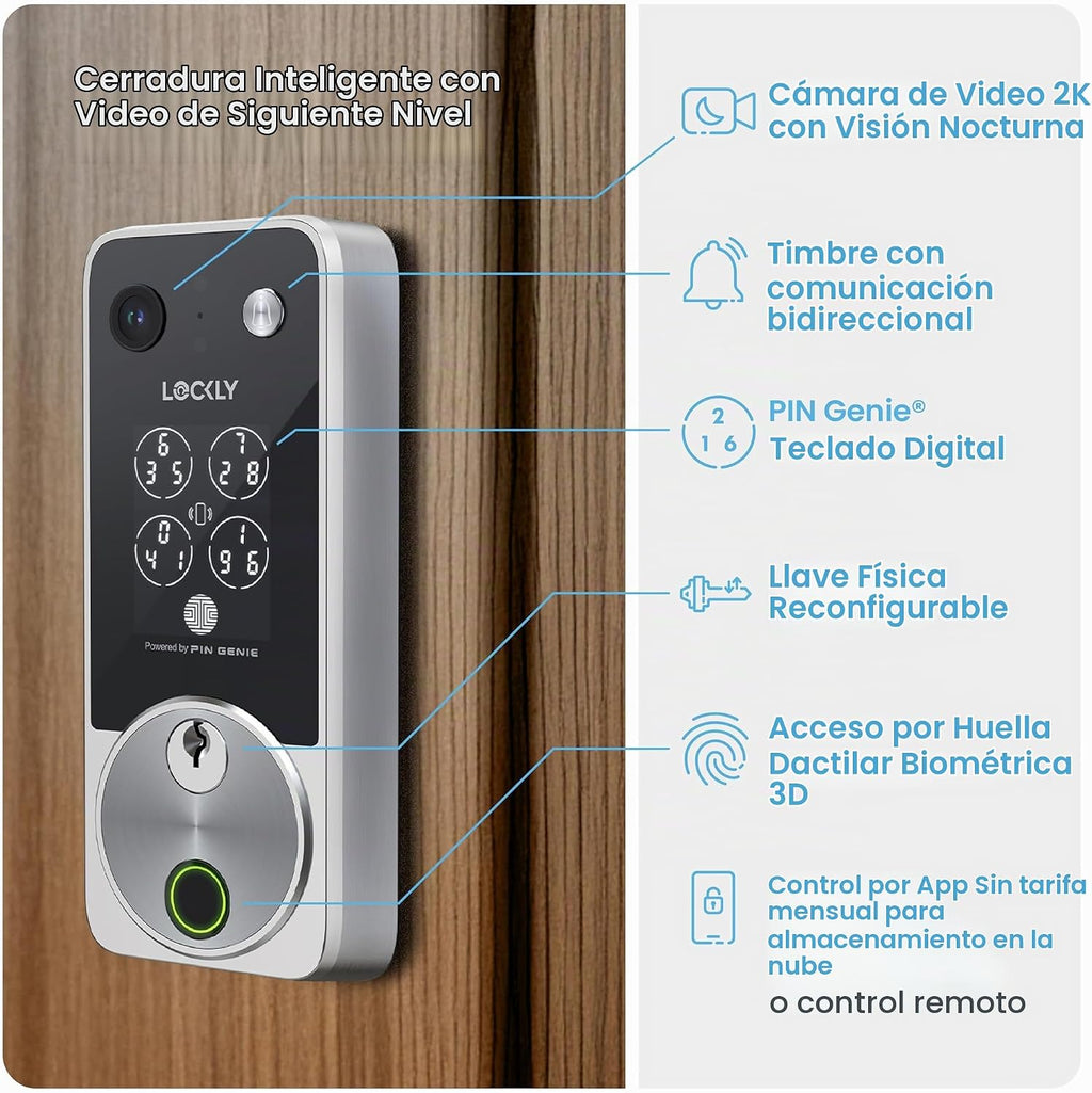 Lockly Vision Zeno Smart Lock con cámara de timbre de video / llave de casa
