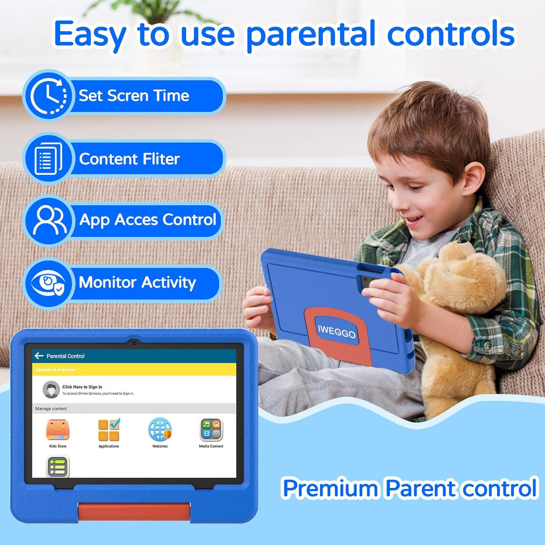 IWEGGO Tablet Android 15 para niños con estuche EVA, tablet de 10 p...