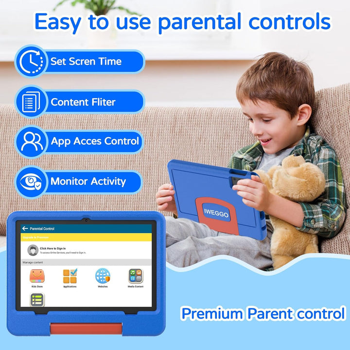 IWEGGO Tablet Android 15 para niños con estuche EVA, tablet de 10 p...