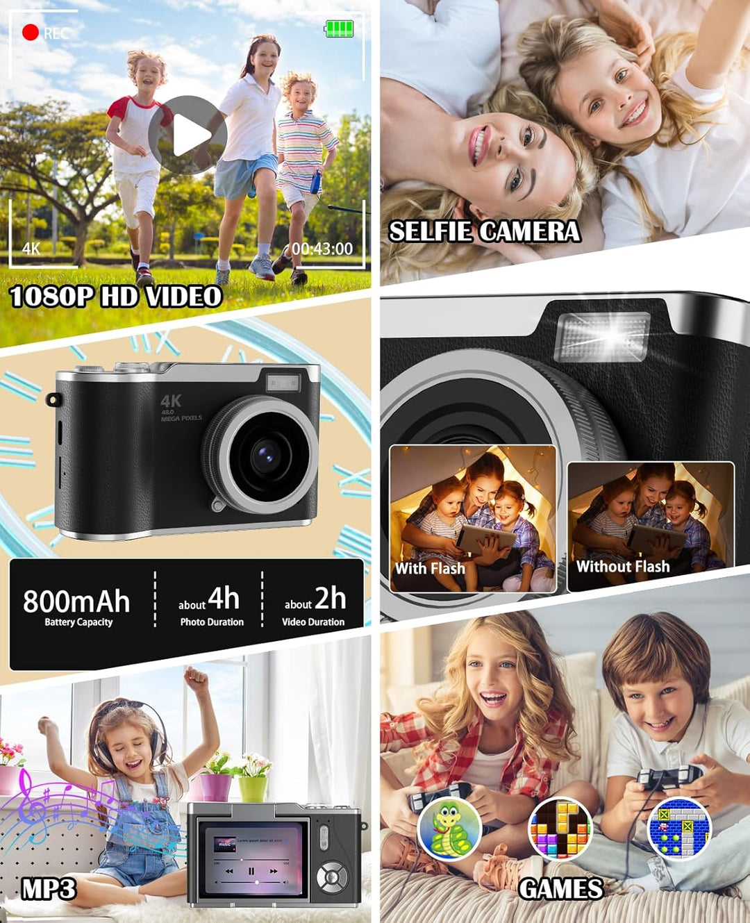 HEYMAO Cámara para niños, cámara digital 4K para fotografía, cámara...