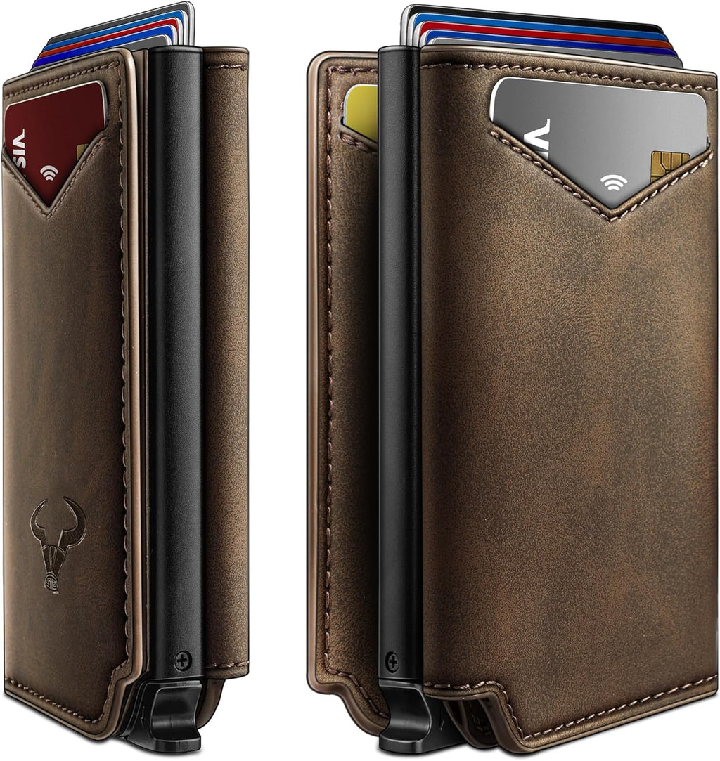 BULLIANT Billetera de cuero para hombre, tarjetero con clip para di...