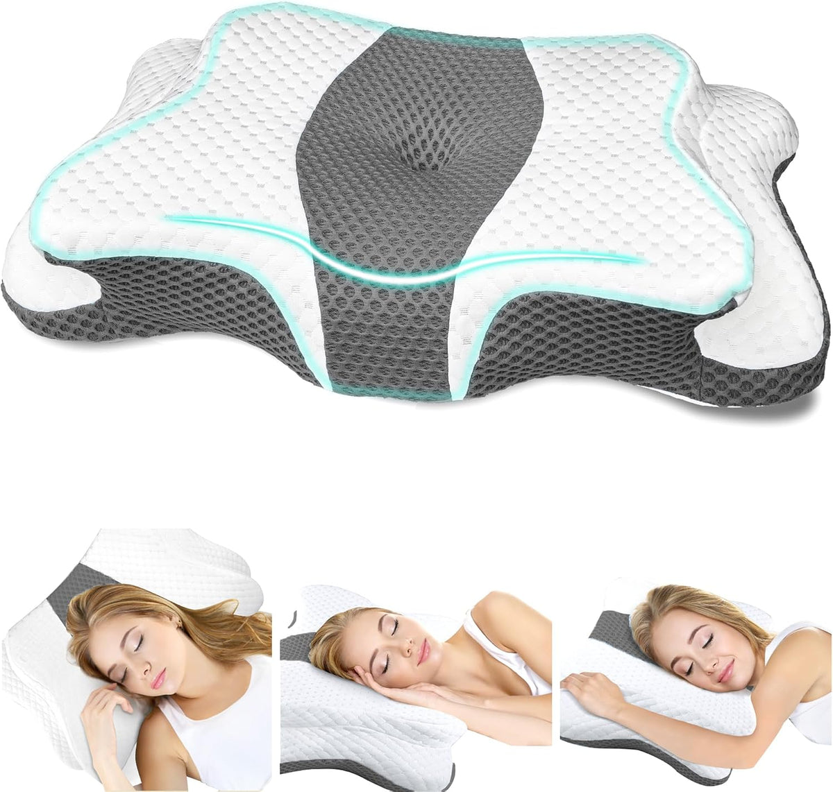 CHxxy Almohadas de espuma viscoelástica, almohada cervical para aliviar el