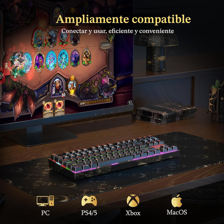 Redragon Teclado mecánico para juegos K552, compacto de 87 teclas,...