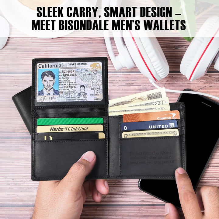 BISONDALE Billetera personalizada para hombre \u2013 Billetera de c...