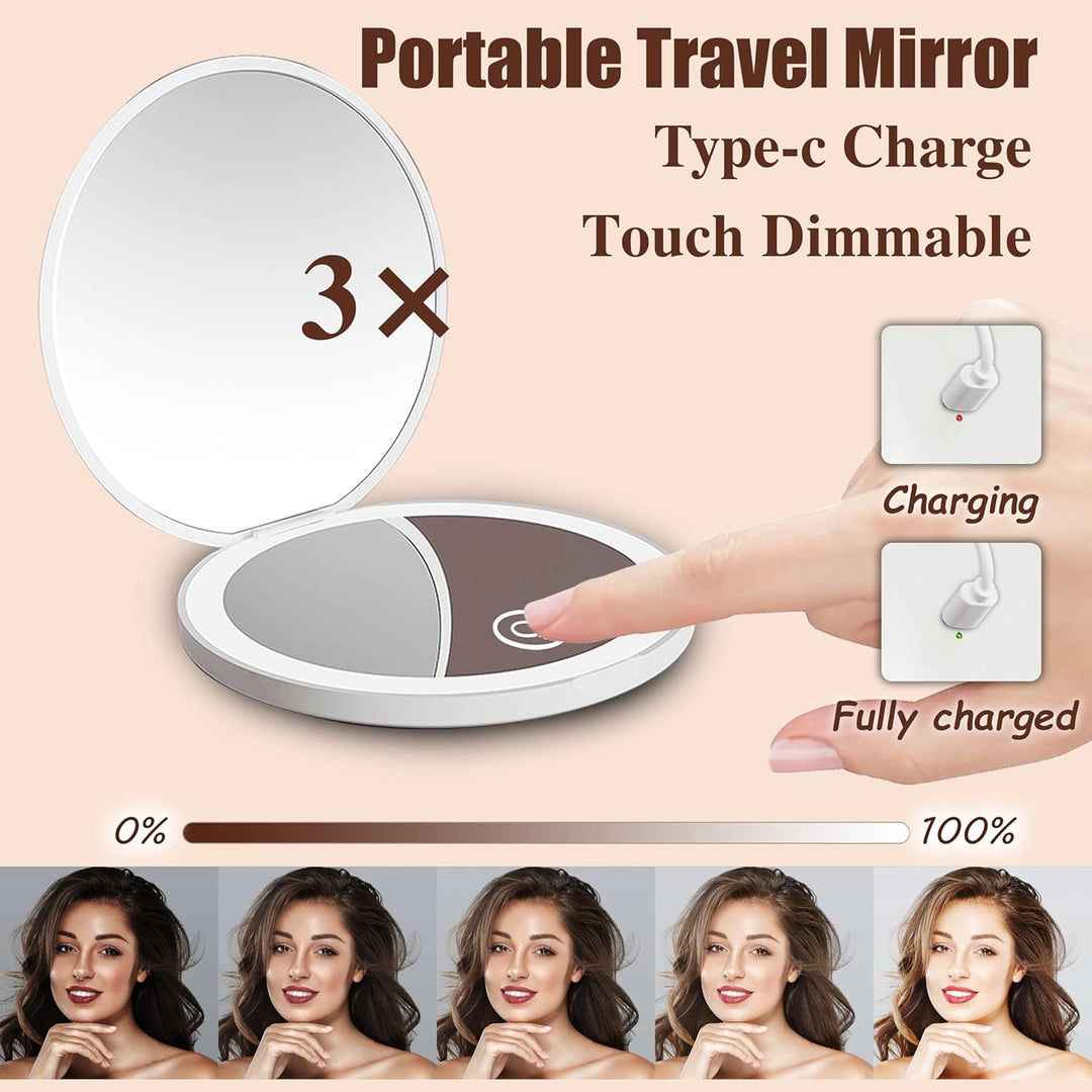Jilier 14 piezas de mini brochas de maquillaje y espejo de bolsillo...