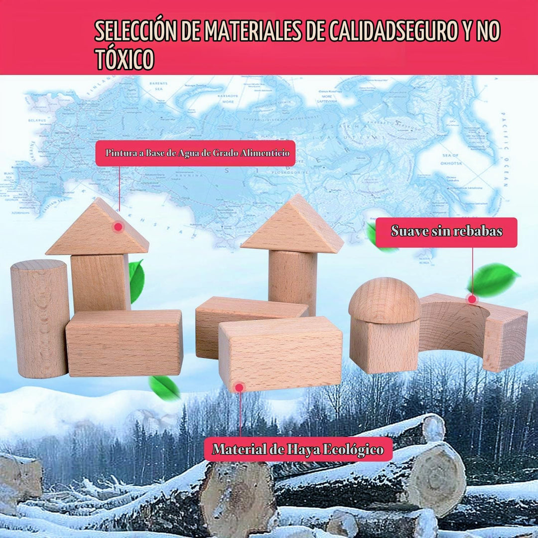 Migargle Bloques de madera para niños, 80 piezas, bloques de constr...