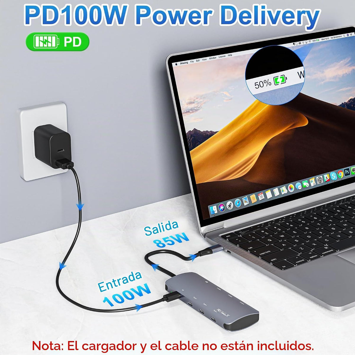 Yeemie Pro, USBC-3A5C-F, hub USB 4, alimentado