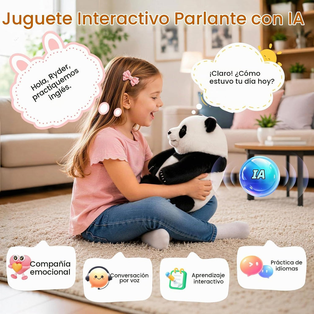 GOLABS Panda Plush AI Toy para niños de 3 años, compañero interactivo