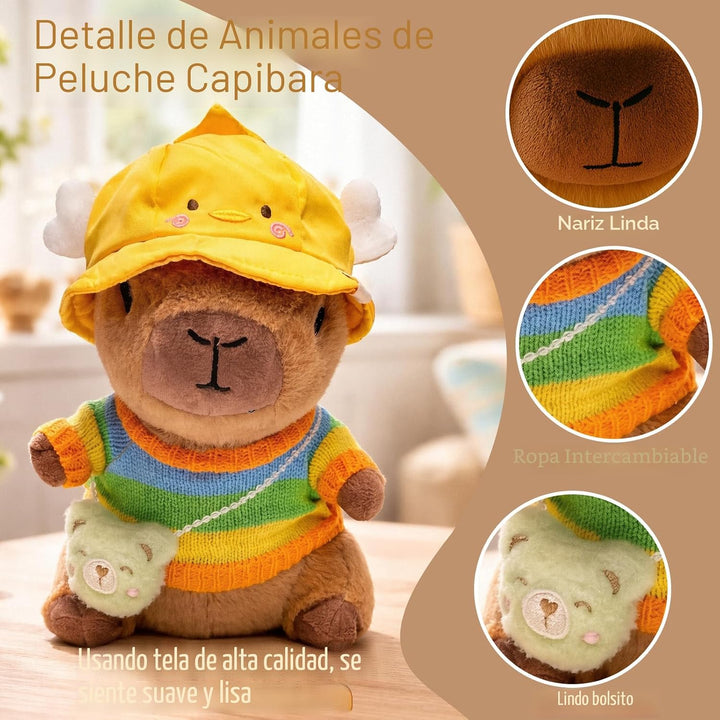TITQWOP Peluche Capybara marrón de 10.2 pulgadas con 9 prendas y ac...