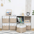 Contenedores de almacenamiento de cubos de 11 x 11 pulgadas, paquete de 6 cubos de almacenamiento plegables grandes de tela con cuerdas, cubos de almacenamiento plegables para el hogar