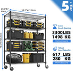M MZG Estantes de almacenamiento de 5 niveles con carga de 3300 libras, estantes de metal de alambre de metal para almacenamiento, estantes ajustables de garaje para despensa, cocina, garaje, color