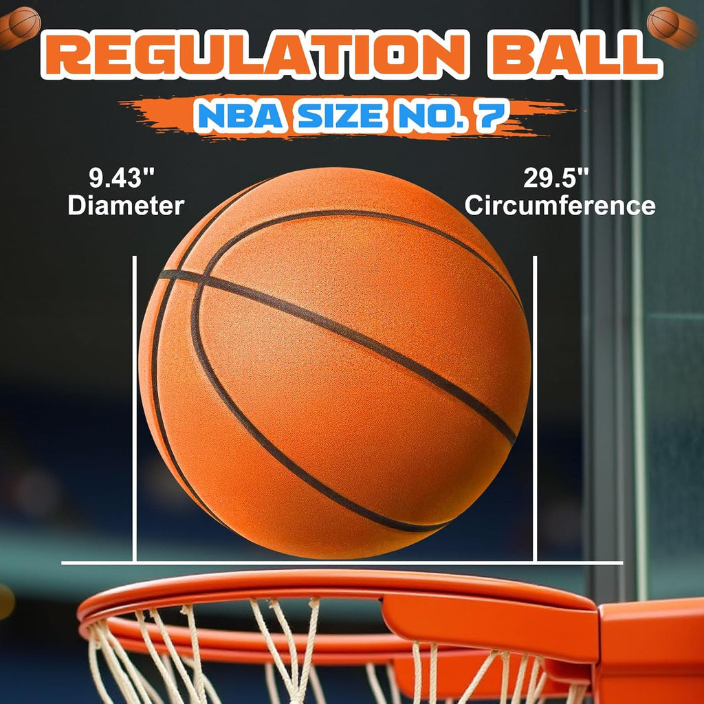 Baloncesto silencioso tamaño 7 (29.5 pulgadas) – Baloncesto interior de espuma sin aire ranurada para regates silenciosos y entrenamiento en interiores, material de poliuretano profesional