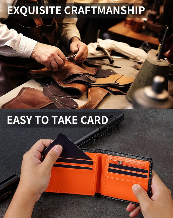 Swallowmall Cartera de cuero para hombre, billetera plegable de cue...