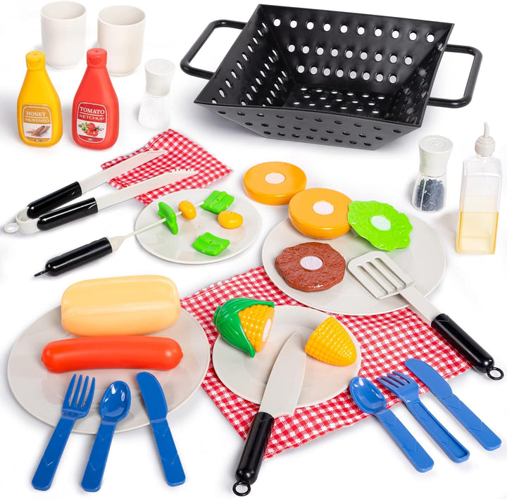 JOYIN Juego de 34 piezas de juguetes de cocina, parrilla de juego B...