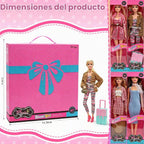 Juego de muñecas de moda de juguete americano de 11.5 pulgadas | Paquete de 4 muñecas de princesa para niñas de 6 a 12 años | Juego de muñecas con accesorios como bolso, sombrero, corona, collar
