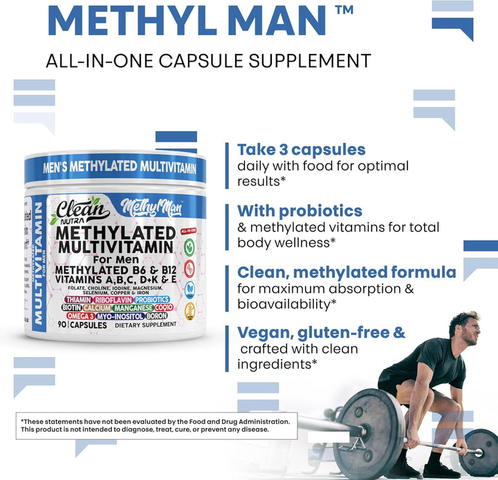 Clean Nutra - Multivitamínico metilado para hombres B6 y